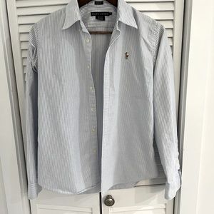 Ralph Lauren Striped Blue and White button down shirt size 8